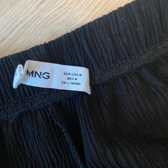 Mango Straight Lyocell Pants Black High-Rise Straight-Leg Flowy - Picture 6 of 6